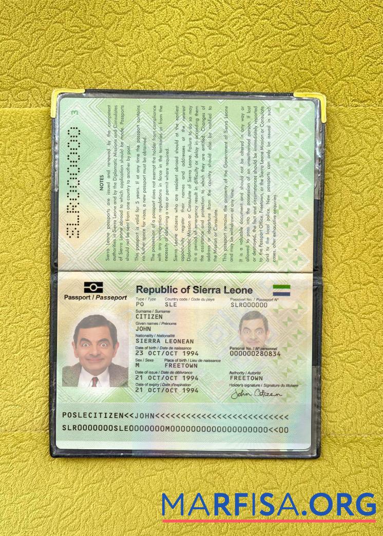 Downloadable Sierra Leone passport 2024 present photolook template